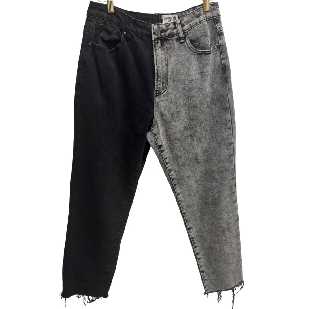 Insane Gene Two-Tone Black & Gray High Rise Jeans Size 7 / Waist 27 Funky Trendy
